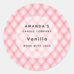 Sticker Rond Bougie Motif de luxe rose Tufé Diamond