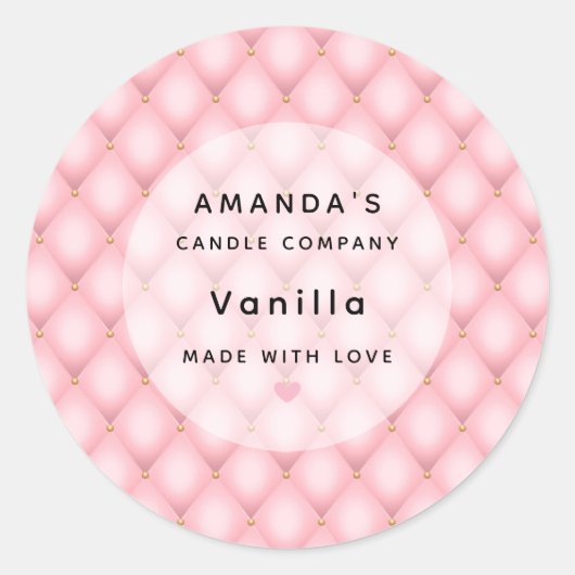 Sticker Rond Bougie Motif de luxe rose Tufé Diamond (Devant)