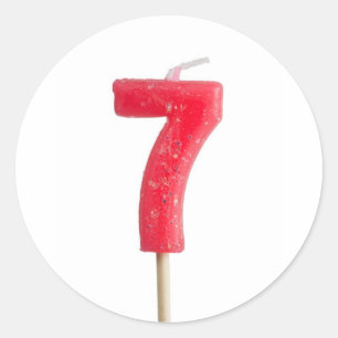 Sticker Rond Bougie numéro 7 d'anniversaire