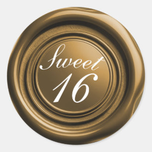 Sticker Rond Bougie Or foncé Cire de Cachet de Mariage Dégoulin