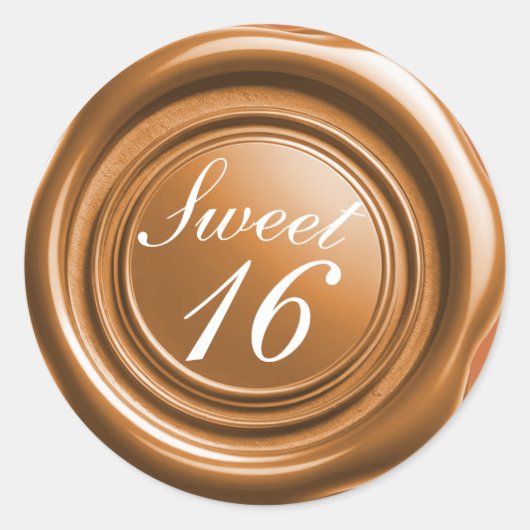 Sticker Rond Bougie orange sceau de cire goutte douce 16 mariag (Devant)