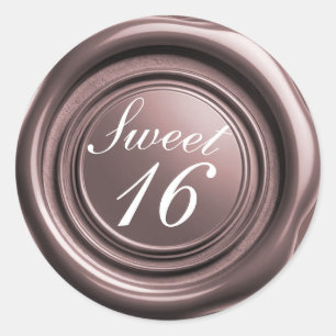Sticker Rond Bougie Rose Gold Wax Seal Drip Douce 16 Mariage