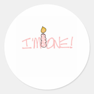 Sticker Rond Bougie rose Je suis un anniversaire