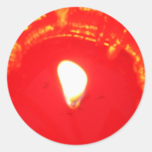 Sticker Rond Bougie rouge, flamme, Bougie, Amour de Noël