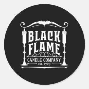 Sticker Rond Bougie Salem Black Flame Company Est 1723 Hallowee
