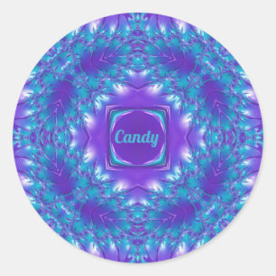 Sticker Rond BOUGIE ~ WOW JOLIE 3D! Aqua, Purple et White ~