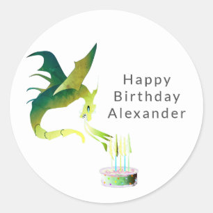 Sticker Rond Bougies d'anniversaire de dagon vert rose sur mesu