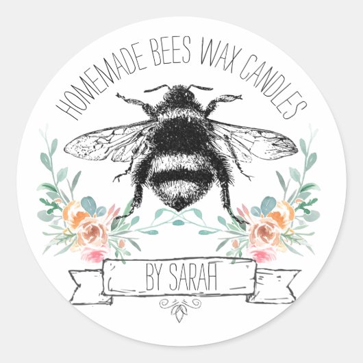 Sticker Rond Bougies de cire pour abeilles maison Whimsical Éti (Devant)
