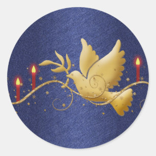 Sticker Rond Bougies de paix pour colombe d'or