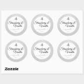 Sticker Rond Bougies Emballage Silver Gris pur Papillon mou (Feuille)
