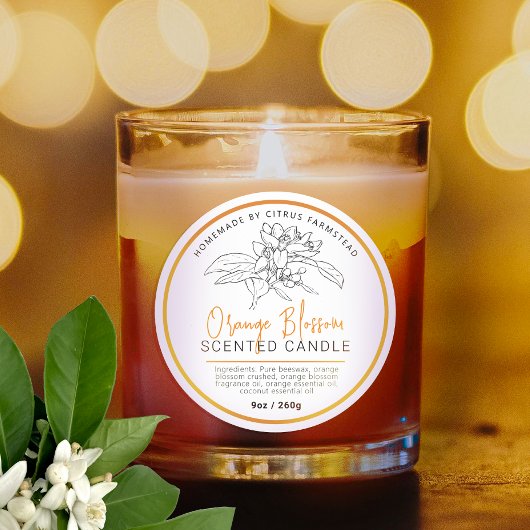 Sticker Rond Bougies en fleur d'oranger maison