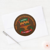 Sticker Rond Bougies Kwanzaa Rouge Noir Vert 7 Principes (Enveloppe)