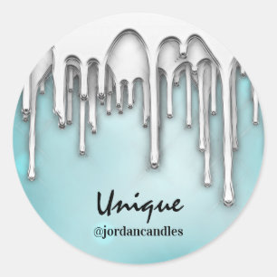 Sticker Rond Bougies Petit BusIness Nom Silver Blue.Drivers