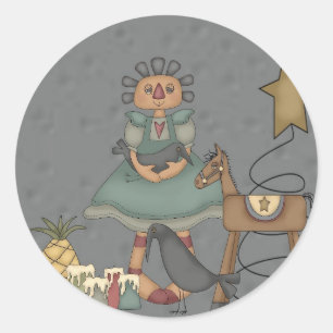 Sticker Rond Bougies primitives d'étoile de bidon de corneille