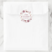 Sticker Rond Bougogne rose florale personnalisée 80e anniversai (Sac)