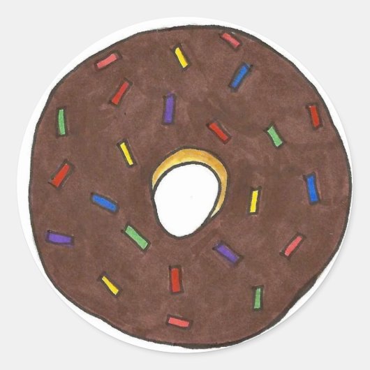 Sticker Rond Bouillie de noix de Doughnut glacée au chocolat Sa (Devant)