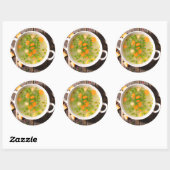 Sticker Rond Bouillon de soupe de poulet et de légumes (Feuille)