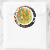 Sticker Rond Bouillon de soupe de poulet et de légumes (Sac)