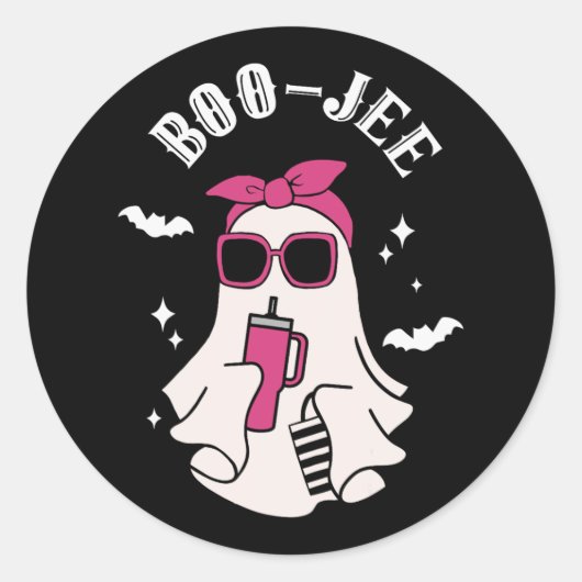 Sticker Rond Boujee Boo-jee Cute Ghost Saison Éffrayante Hallow (Devant)