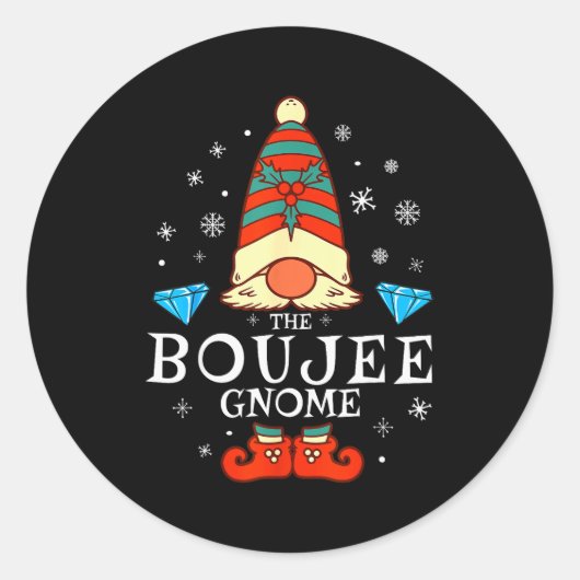 Sticker Rond Boujee Gnome Xmas Family Matching Group Christmas  (Devant)