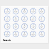 Sticker Rond Boujour Bebe Paris Toile Baby shower bleu (Feuille)