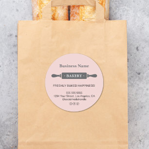 Sticker Rond Boulangerie à rouleaux moderne Pink Business