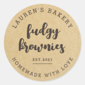 Sticker Rond Boulangerie artisanale moderne Kraft Logo Brownies (Devant)