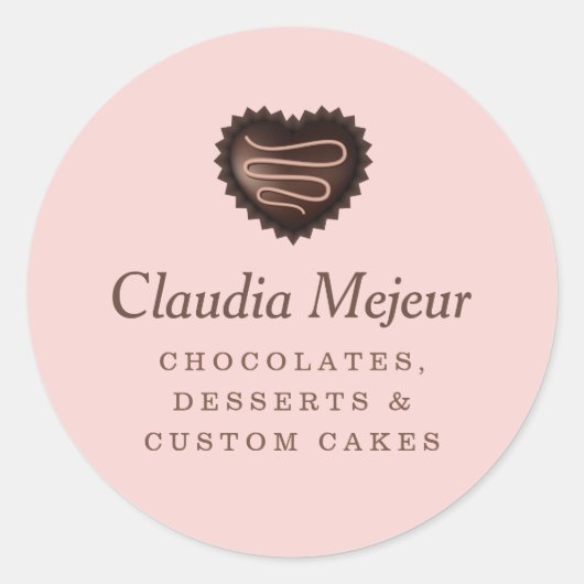 Sticker Rond Boulangerie au chocolat simple moderne rose (Devant)