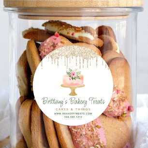 Sticker Rond Boulangerie Blush Pink Gâteau Gold Parties scintil