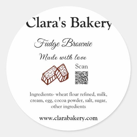 Sticker Rond Boulangerie brownie ajouter les ingrédients fabriq (Devant)