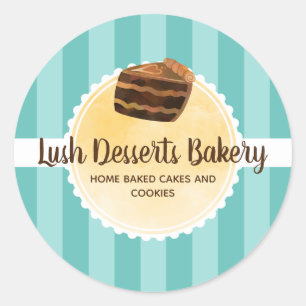 Sticker Rond Boulangerie Business Turquoise Blue Cake Boulanger