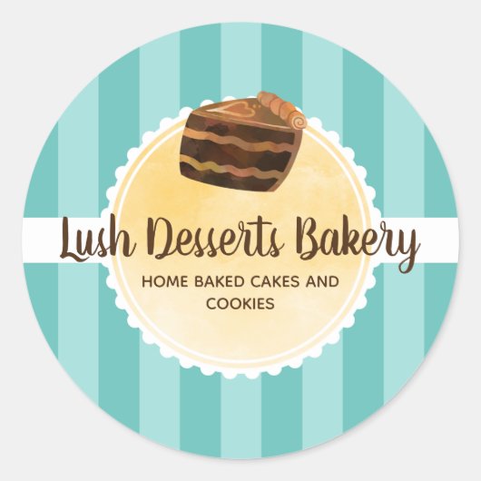 Sticker Rond Boulangerie Business Turquoise Blue Cake Boulanger (Devant)