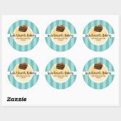 Sticker Rond Boulangerie Business Turquoise Blue Cake Boulanger (Feuille)