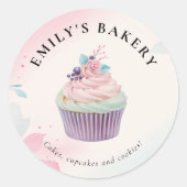 Sticker Rond Boulangerie Cupcake Aquarelle (Devant)