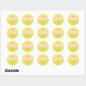 Sticker Rond Boulangerie Cupcake Jaune Lime Motif Arrière - pla (Feuille)