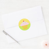 Sticker Rond Boulangerie Cupcake Jaune Lime Motif Arrière - pla (Enveloppe)