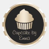 Sticker Rond Boulangerie Cupcake Moderne Grilles Or (Devant)