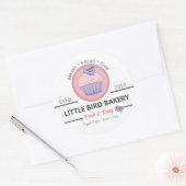 Sticker Rond Boulangerie Cupcake Rose Personnalisable (Enveloppe)