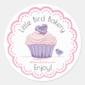 Sticker Rond Boulangerie Cupcake Rose Personnalisable (Devant)