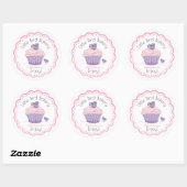 Sticker Rond Boulangerie Cupcake Rose Personnalisable (Feuille)