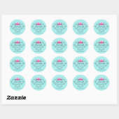 Sticker Rond Boulangerie Damask Aqua Pink Cupcake Cake Pops (Feuille)