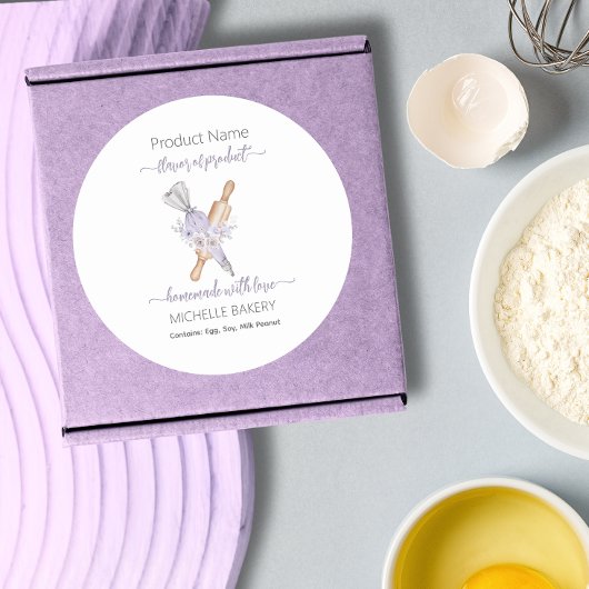 Sticker Rond Boulangerie d'aquarelle florale Nom du produit