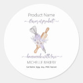 Sticker Rond Boulangerie d'aquarelle florale Nom du produit (Devant)