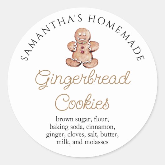 Sticker Rond Boulangerie de biscuits de gingembre personnalisés (Devant)
