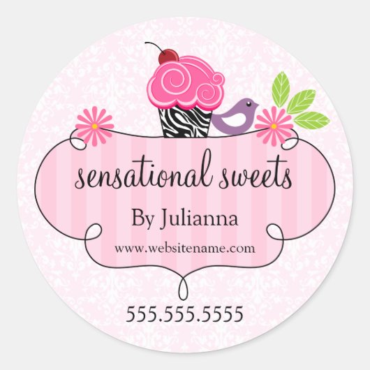 Sticker Rond Boulangerie de cupcake de Whimsical Emballage Clas (Devant)