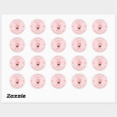 Sticker Rond Boulangerie de Cupcake Rose Sucré Traiter Merci fa (Feuille)