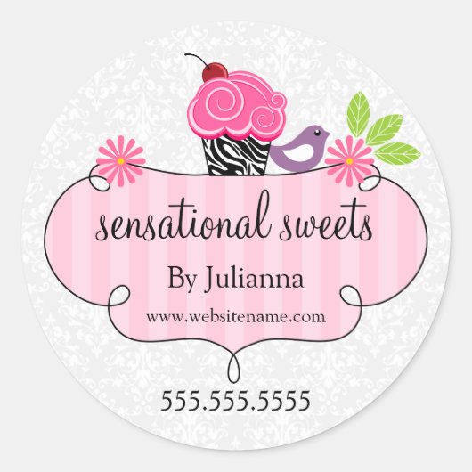 Sticker Rond Boulangerie de cupcake Whimsical Emballage (Devant)