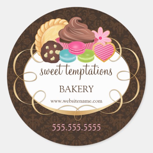 Sticker Rond Boulangerie de desserts assortis (Devant)