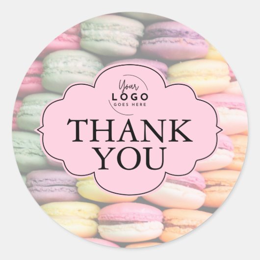Sticker Rond Boulangerie de Macaron couleur mignonne Merci (Devant)
