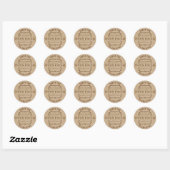 Sticker Rond Boulangerie de Merci Brown rustique Kraft moderne (Feuille)
